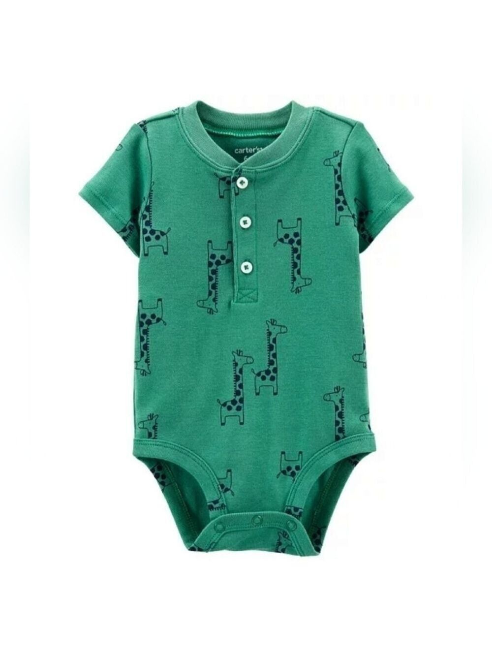 Carter's Giraffe Green Henley-Style Bodysuit Size 6 months - New With Tags